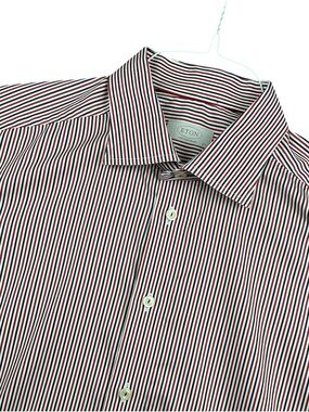 Eton Contemporary Non-Iron Cotton White Red Blue Striped Dress Shirt 17.5 44